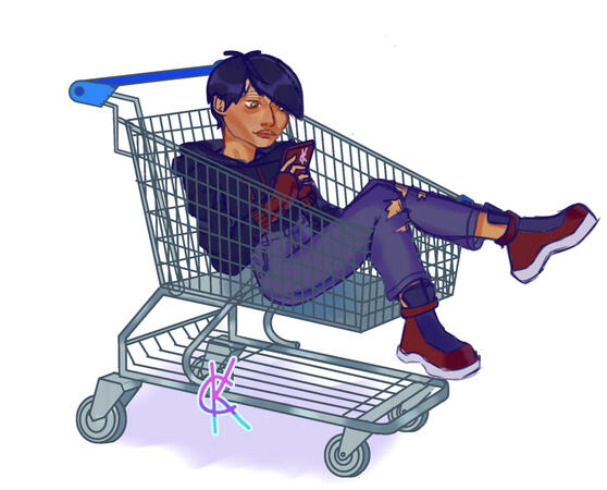 Emo dude in a Shopping Cart🖤